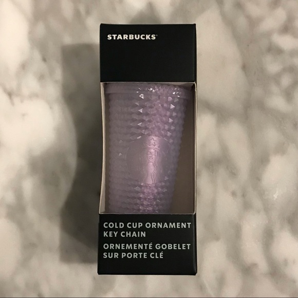 Starbucks Mini Ornament Winter 2021 Studded Cup Icy White Keychain - Picture 1 of 4